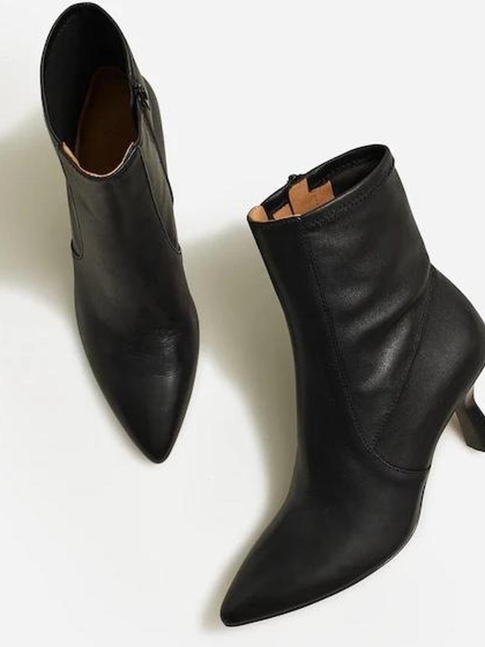 Madewell Black Pointed-Toe Leather Ankle Booties - The Justin Ankle Boot